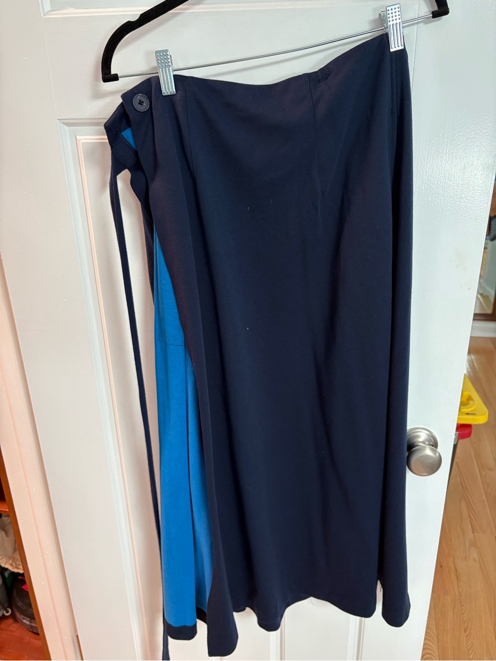 Tory Sport Navy Maxi Wrap Skirt with Bright Blue Panel